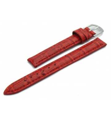 Bracelet pour montre  en cuir façon croco rouge - avec boucles ardillon chromée ou dorée 502122xx